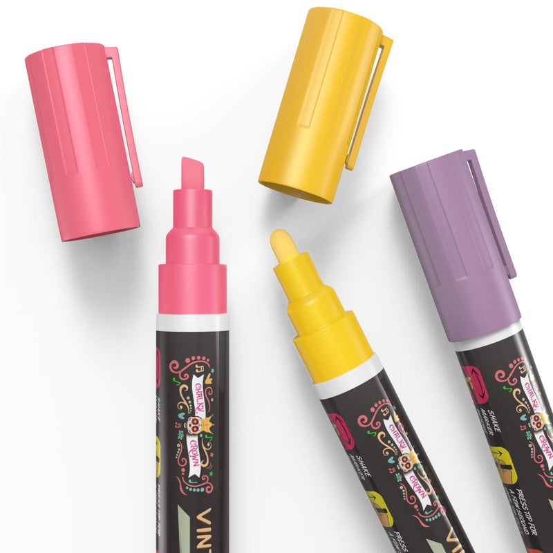 CHALKY CROWN Liquid Chalk Markers - Dry Erase Marker Pens - Chalk Markers for Chalkboards, Signs, Windows, Blackboard, Glass - Reversible Tip (8 Pack) (Vintage, 6mm) - Image 4